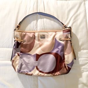 Tan and Purple Coach Purse